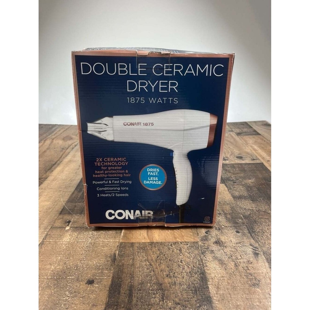 Conair 1875 Watt Double Ceramic Hair Dryer in White/Rose Gold (565DCR)